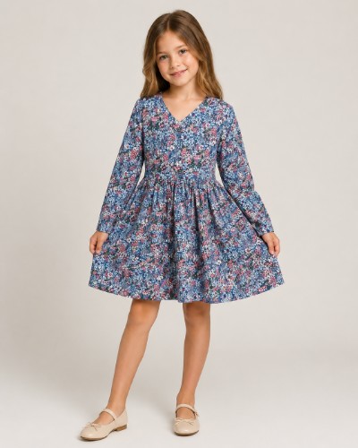 Girls Floral Printed Dress